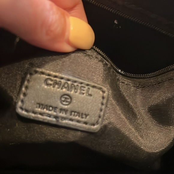 Faux double CC quilted black leather clutch wristlet envelope purse bag silver - Picture 7 of 8